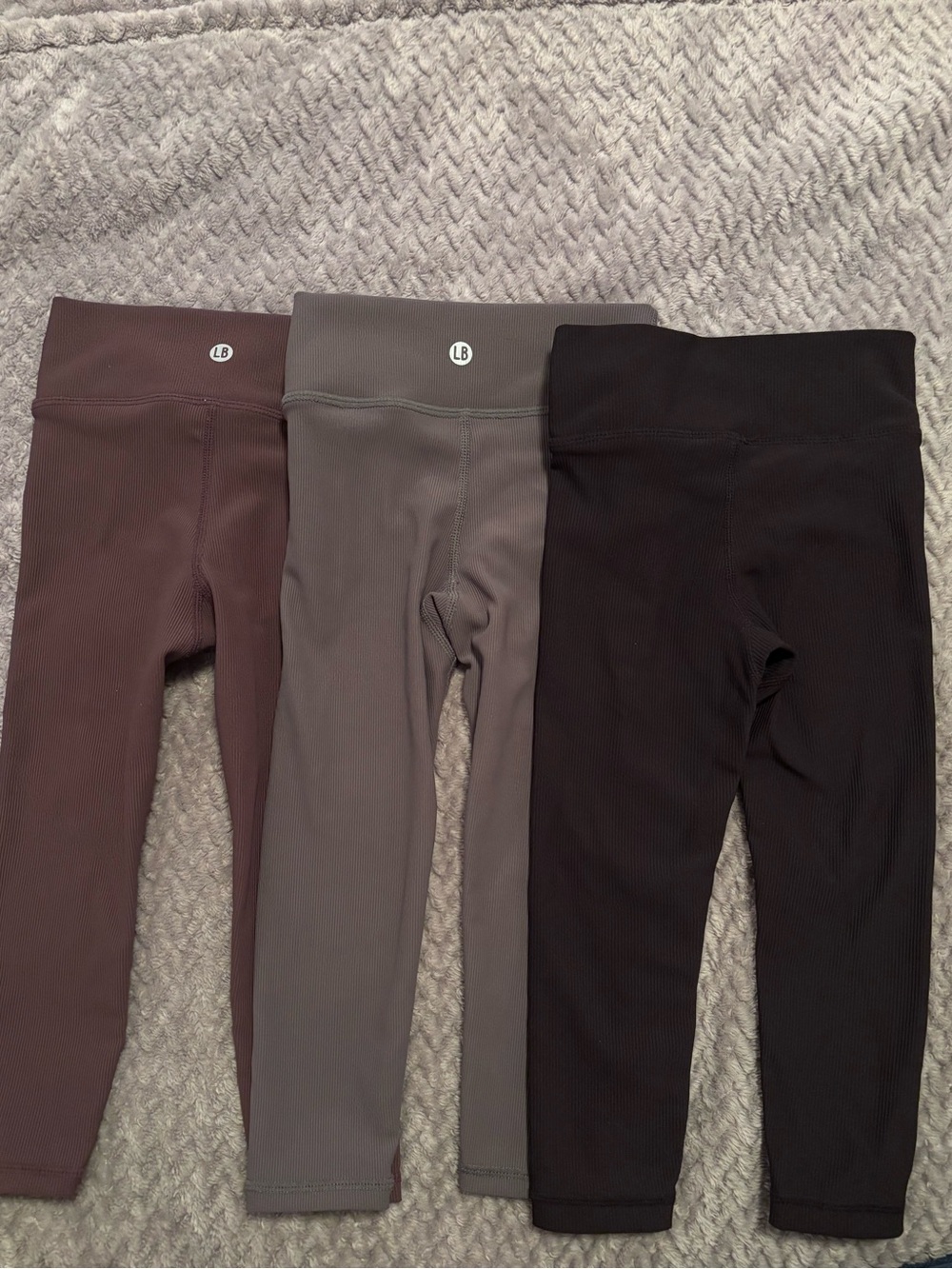 EUC. Little Bipsy Girls Ribbed Yoga Leggings — Mauve, Gray, Black. 18-24 Months.